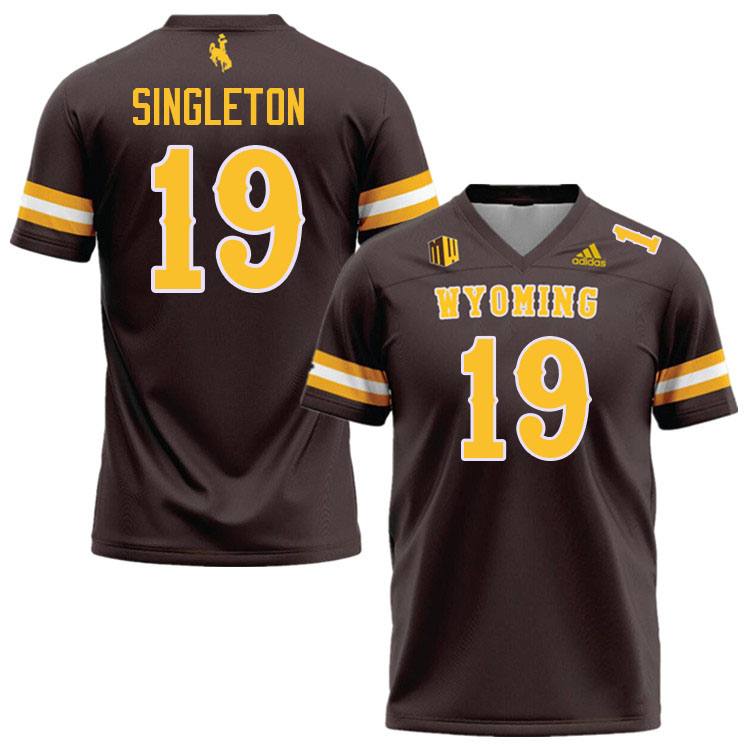 Wyoming Cowboys #19 Malique Singleton College Football Jerseys Stitched-Brown
